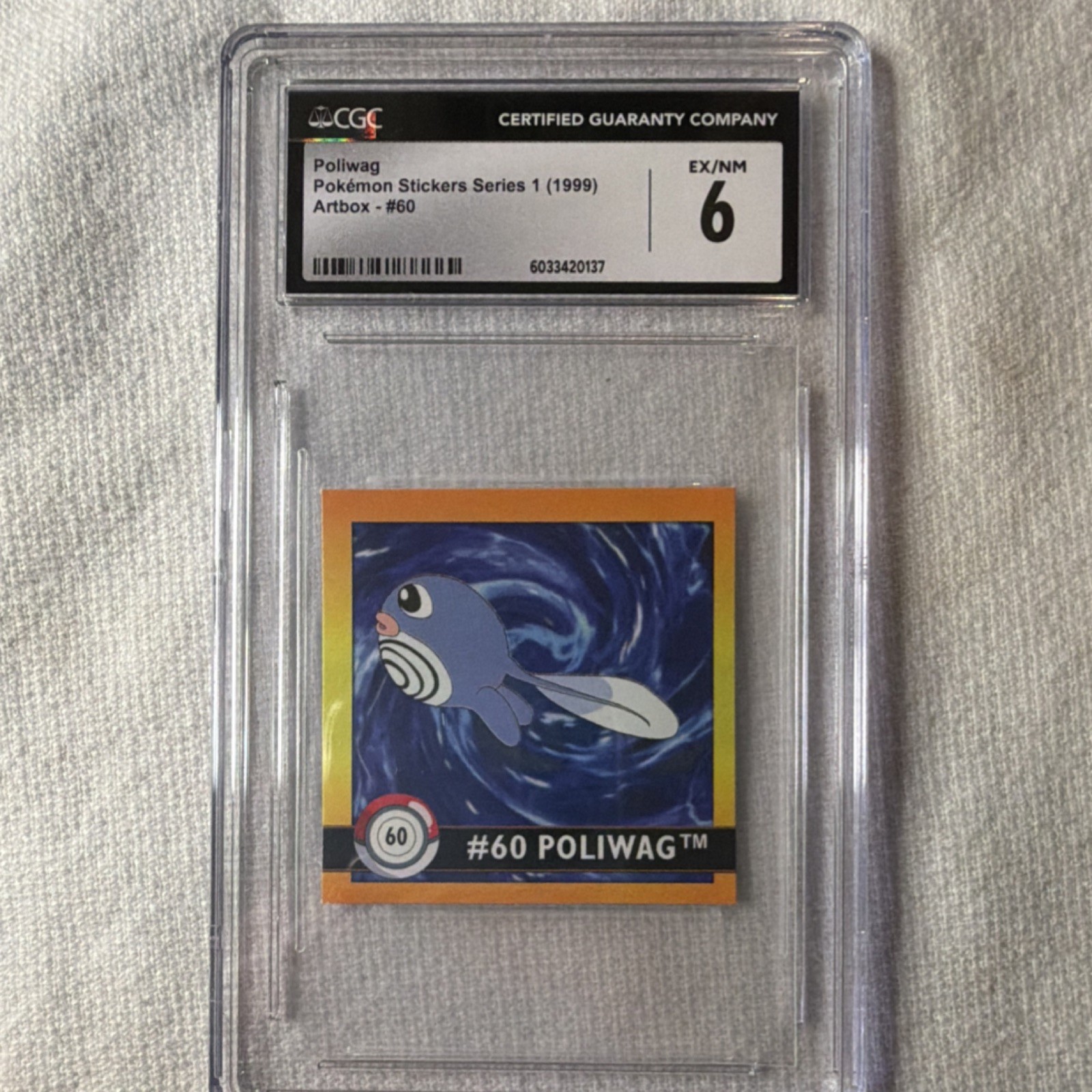 Artbox 1999 Pokémon Stickers Series 1 Poliwag #60 CGC 6 EX/NM Sticker Artbox 1999 Pokémon Stickers Series 1 Poliwag #60 CGC 6 EX/NM Sticker