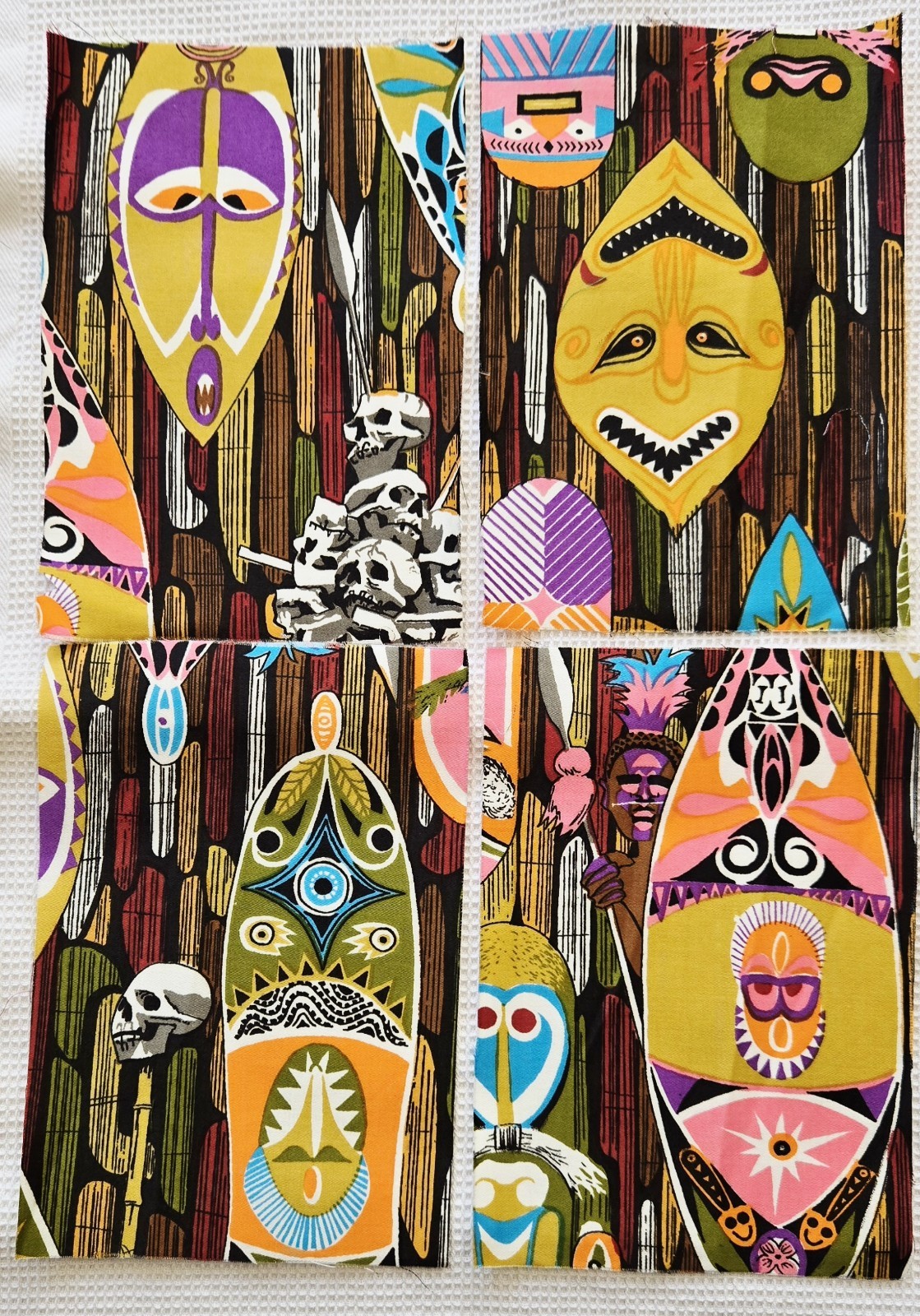 Vintage Disneyland Headhunter Enchanted Tiki Room Fabric 22 PIECES 1960s RARE Vintage Disneyland Headhunter Enchanted Tiki Room Fabric 22 PIECES 1960s RARE