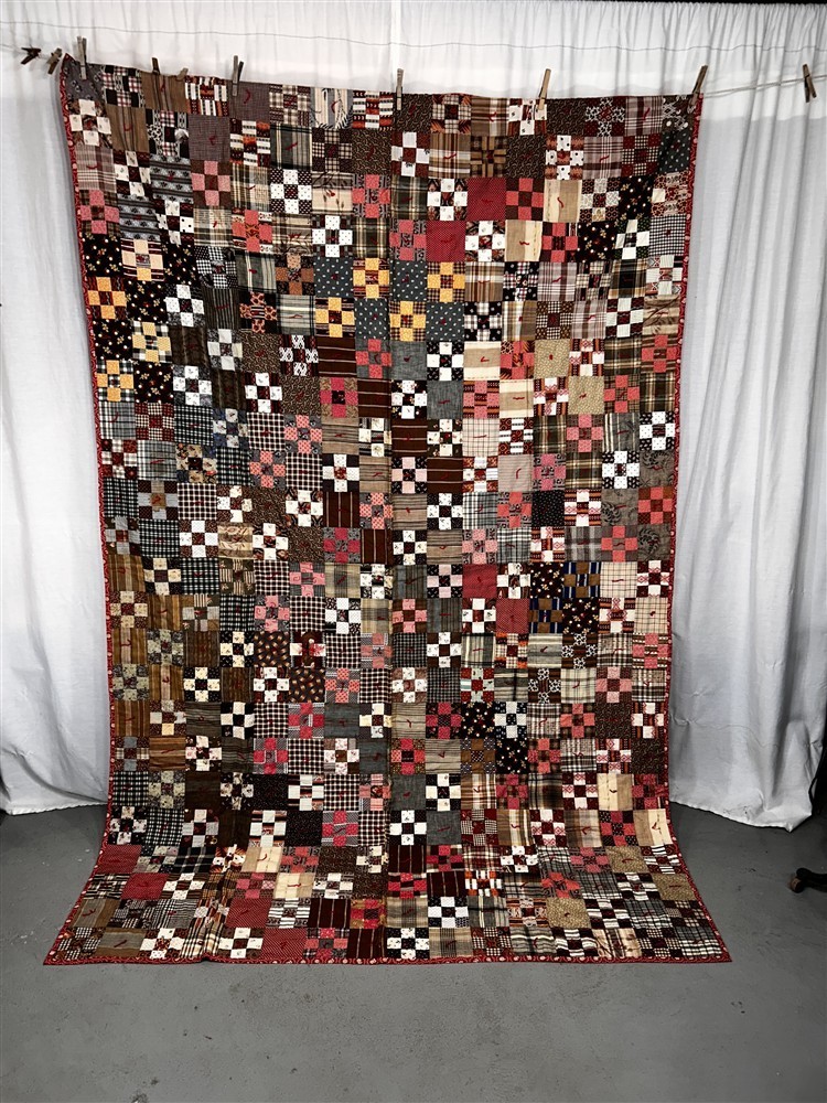 antique quilt 60x92 cotton mixed postage stamp 9 patch top 19thc antique quilt 60x92 cotton mixed postage stamp 9 patch top 19thc