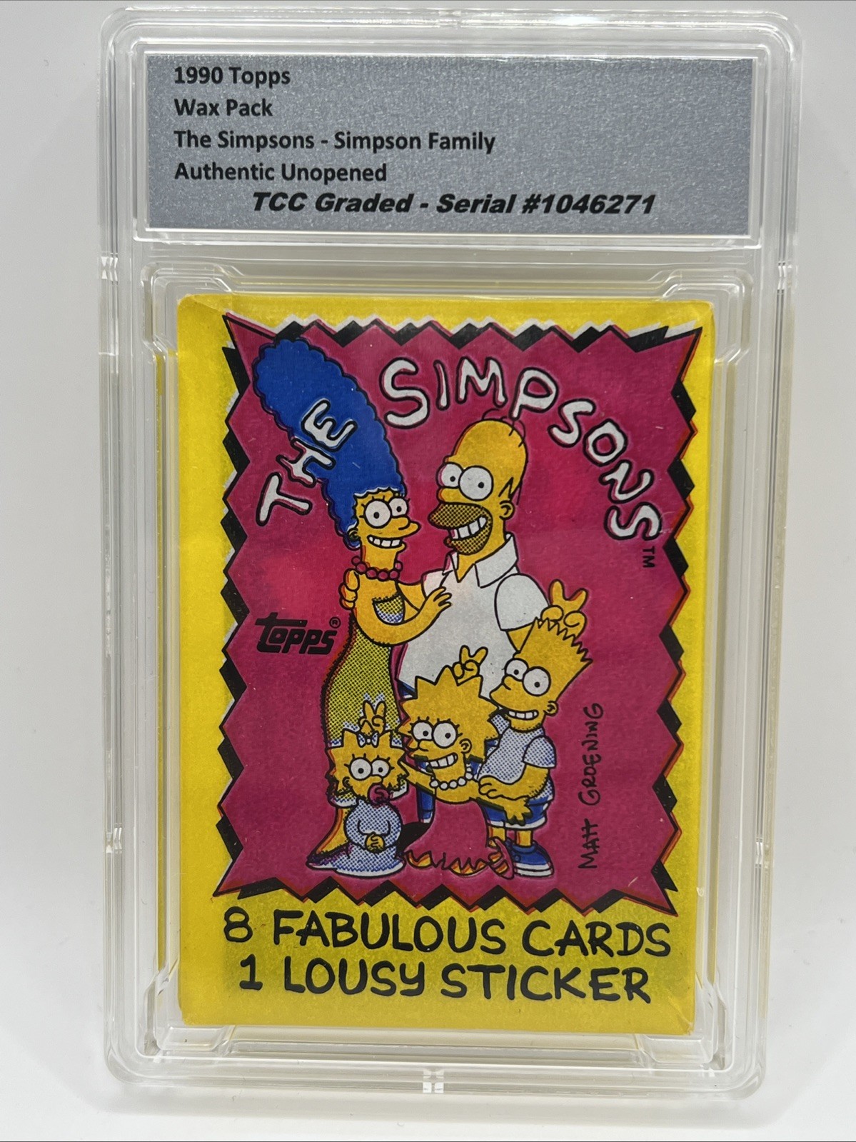 1990 Topps The Simpson Family Front Wax Pack Authentic Unopened Encapsulated 1990 Topps The Simpson Family Front Wax Pack Authentic Unopened Encapsulated