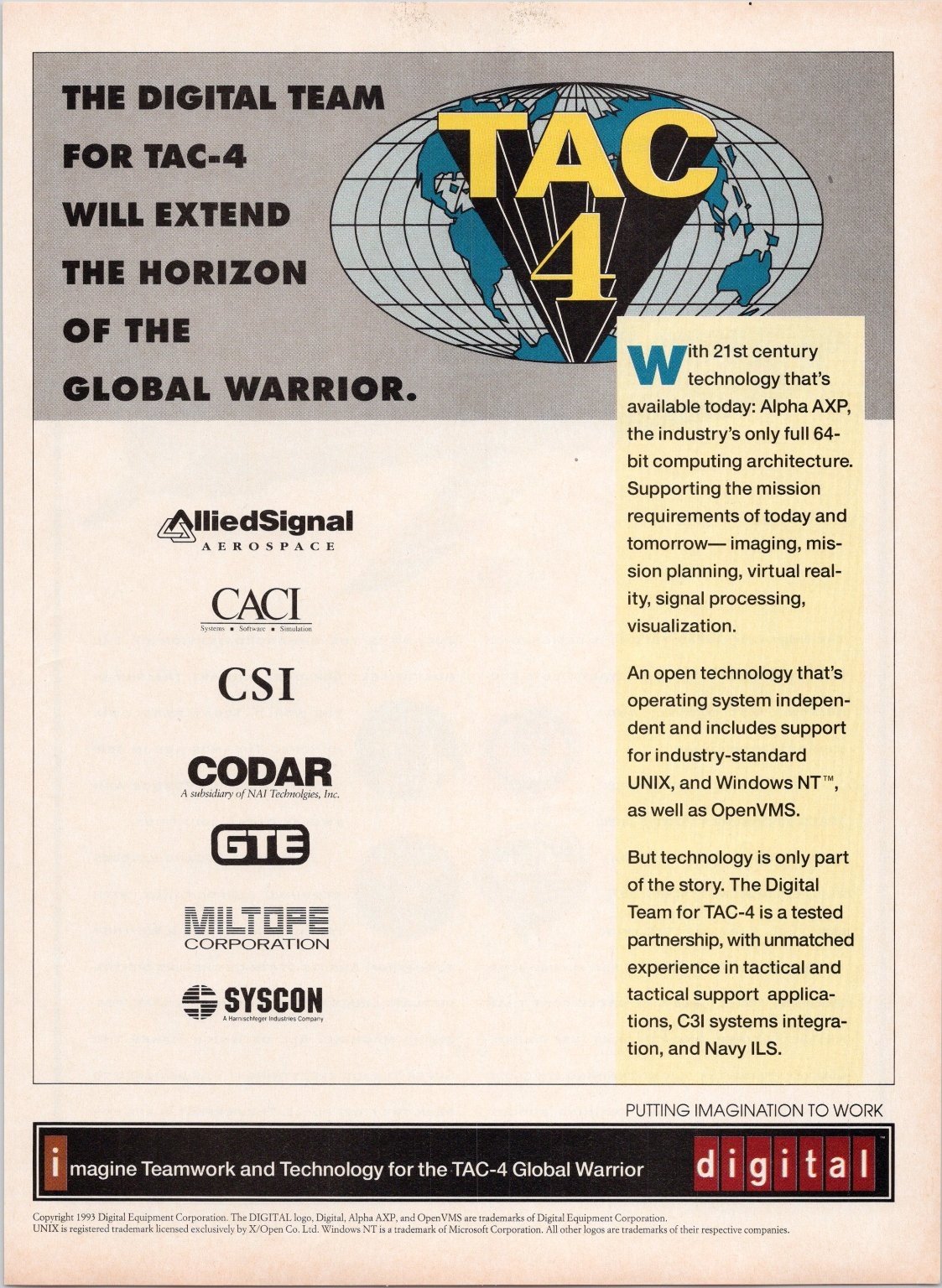 Digital TAC-4 Global Warrior Alpha AXP 1994 Vintage Magazine Print Ad Digital TAC-4 Global Warrior Alpha AXP 1994 Vintage Magazine Print Ad