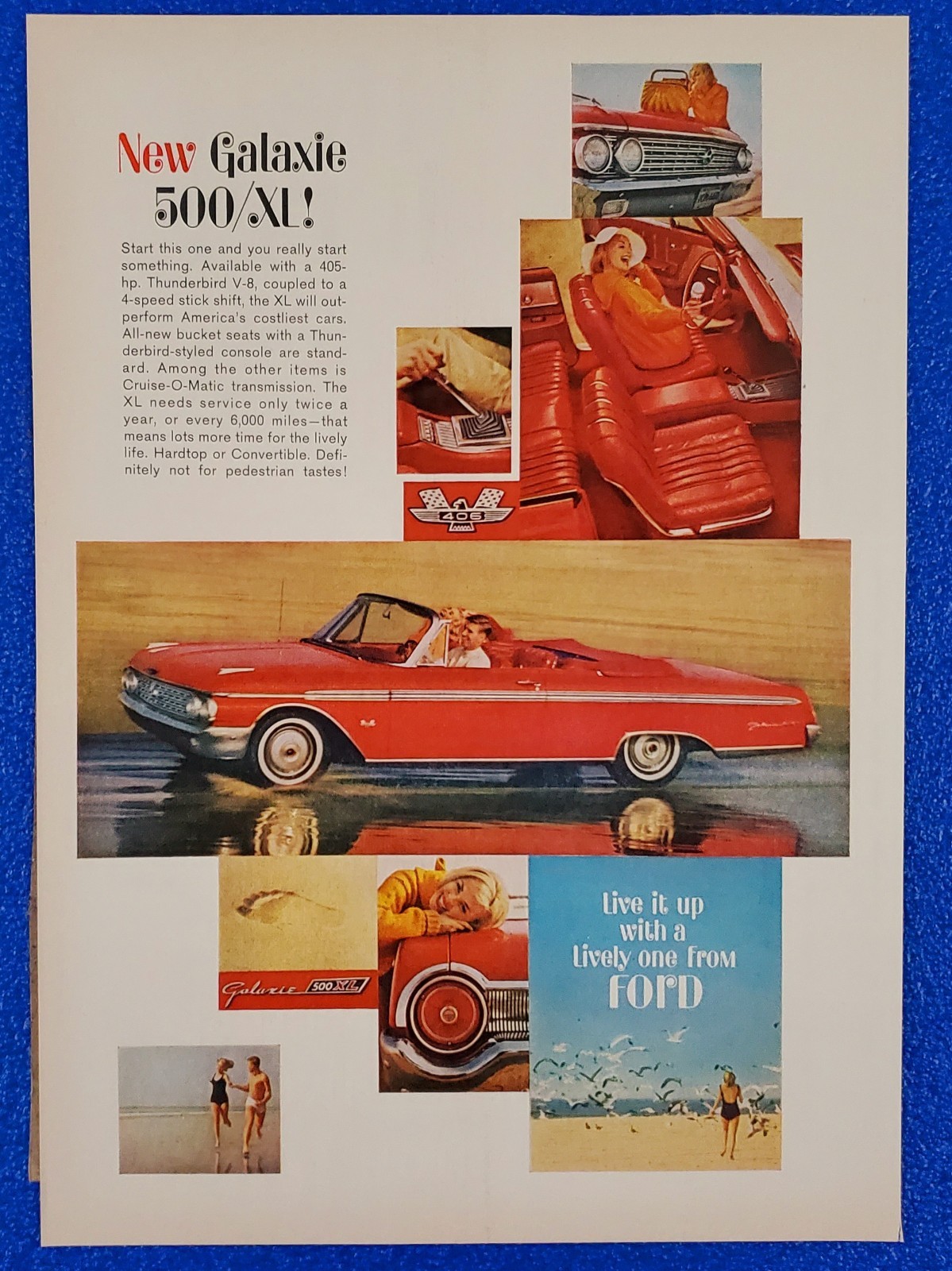 1962 FORD GALAXIE 500 XL ORIGINAL PRINT AD OLD SCHOOL MUSCLE CAR CLASSIC FORD 1962 FORD GALAXIE 500 XL ORIGINAL PRINT AD OLD SCHOOL MUSCLE CAR CLASSIC FORD