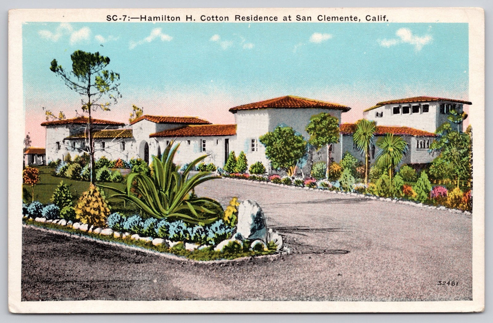 San Clemente California CA Hamilton H Cotton Residence Postcard c1930s San Clemente California CA Hamilton H Cotton Residence Postcard c1930s