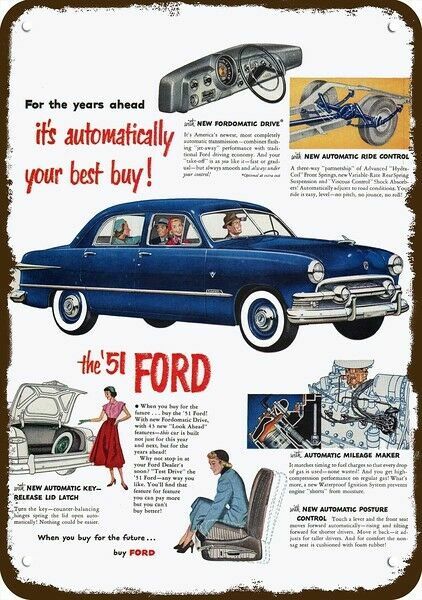 1951 FORD FORDOMATIC DRIVE 4-Door Car Vintage-Look DECORATIVE REPLICA METAL SIGN 1951 FORD FORDOMATIC DRIVE 4-Door Car Vintage-Look DECORATIVE REPLICA METAL SIGN