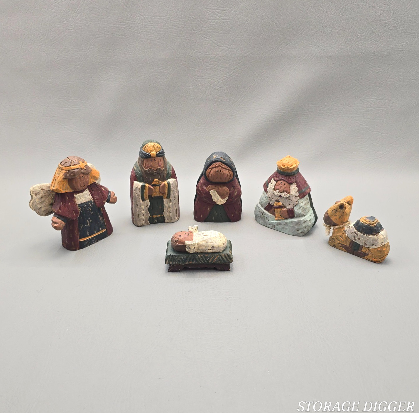 Vintage 2000's Christmas Traditions Wood Carved Nativity Set, 6 Piece Set Vintage 2000's Christmas Traditions Wood Carved Nativity Set, 6 Piece Set