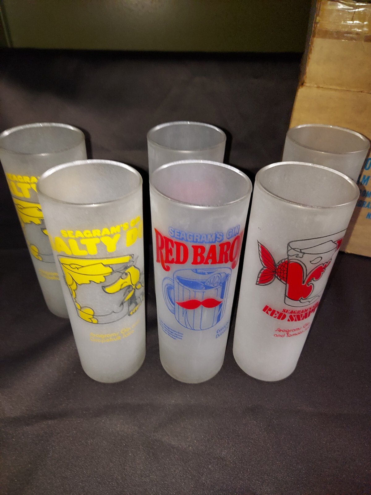 Seagram's Gin Frosty Glass Set Of 6 Vintage 1970's Federal Glass  (NOS)