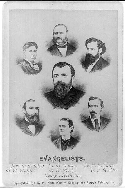 1877 Evangelists D.L. Moody Ira D. Sankey P.P. Bliss Composite Engravings 1877 Evangelists D.L. Moody Ira D. Sankey P.P. Bliss Composite Engravings
