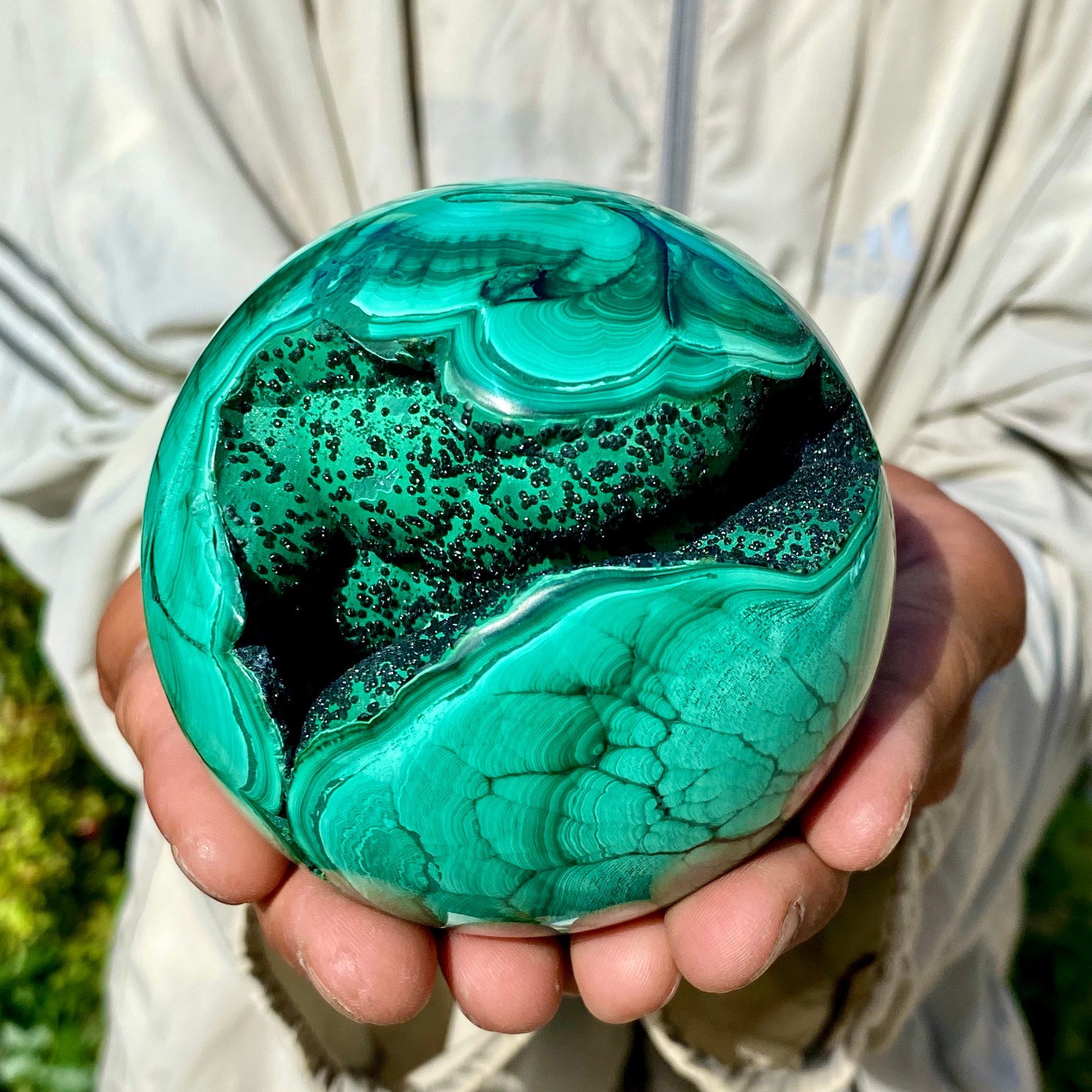 2.4LB Rare Natural Malachite quartz hand Carved sphere Crystal Healing Gem ball 2.4LB Rare Natural Malachite quartz hand Carved sphere Crystal Healing Gem ball