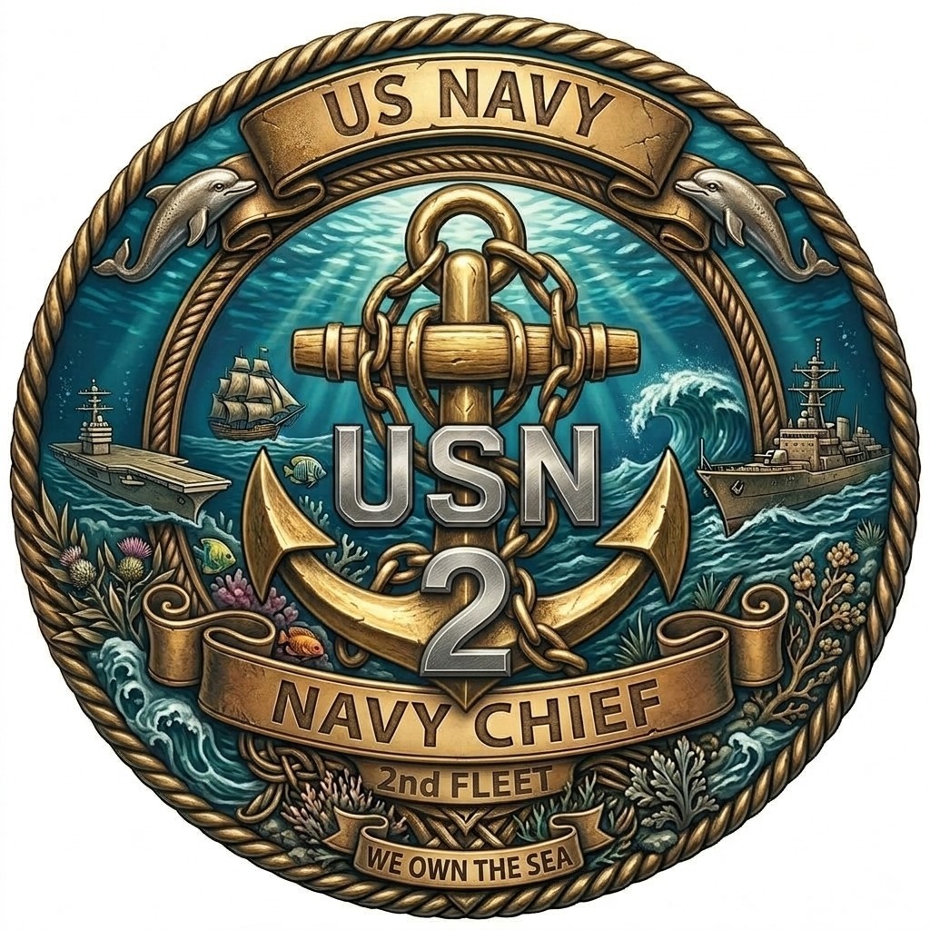 US Navy 2nd Fleet Chief Military Ballcap - USN Prior Service Trucker Cap US Navy 2nd Fleet Chief Military Ballcap - USN Prior Service Trucker Cap