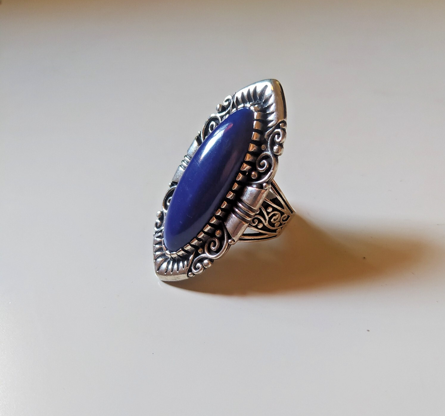 Ancient Victorian Sterling Silver Ring Vintage Engraved Lapis lazuli Size 8.5 Ancient Victorian Sterling Silver Ring Vintage Engraved Lapis lazuli Size 8.5