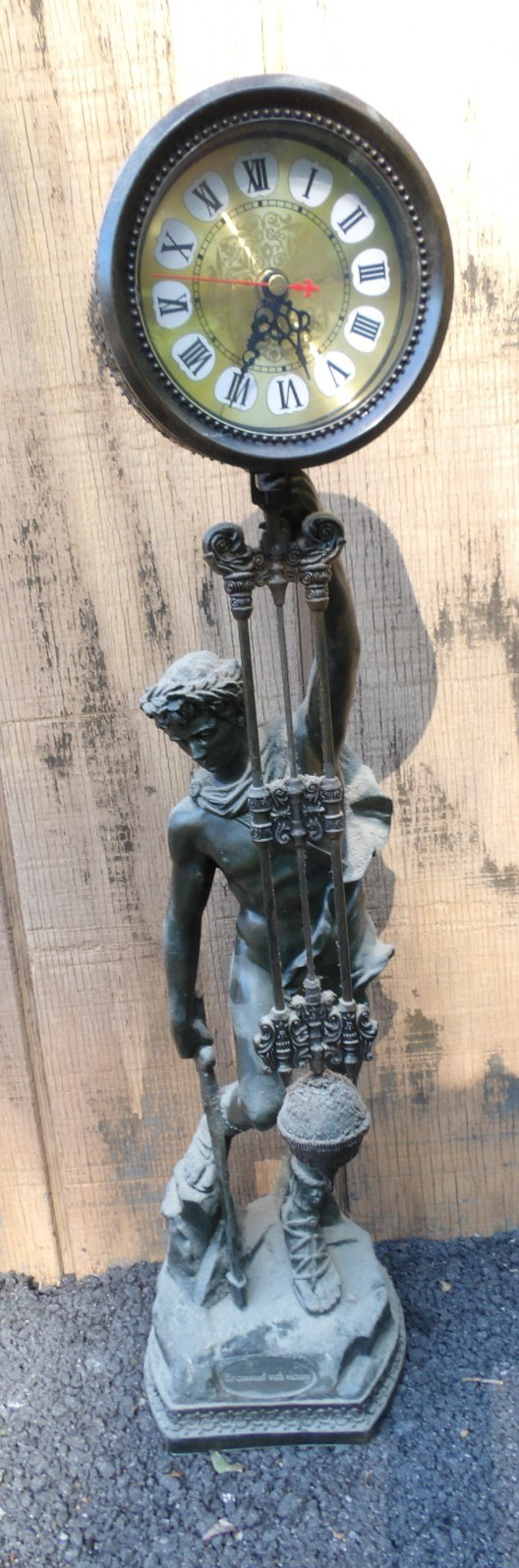 Vintage Style Figural Mystery Clock Plastic Statue "Be Crowned with Victory" 26"