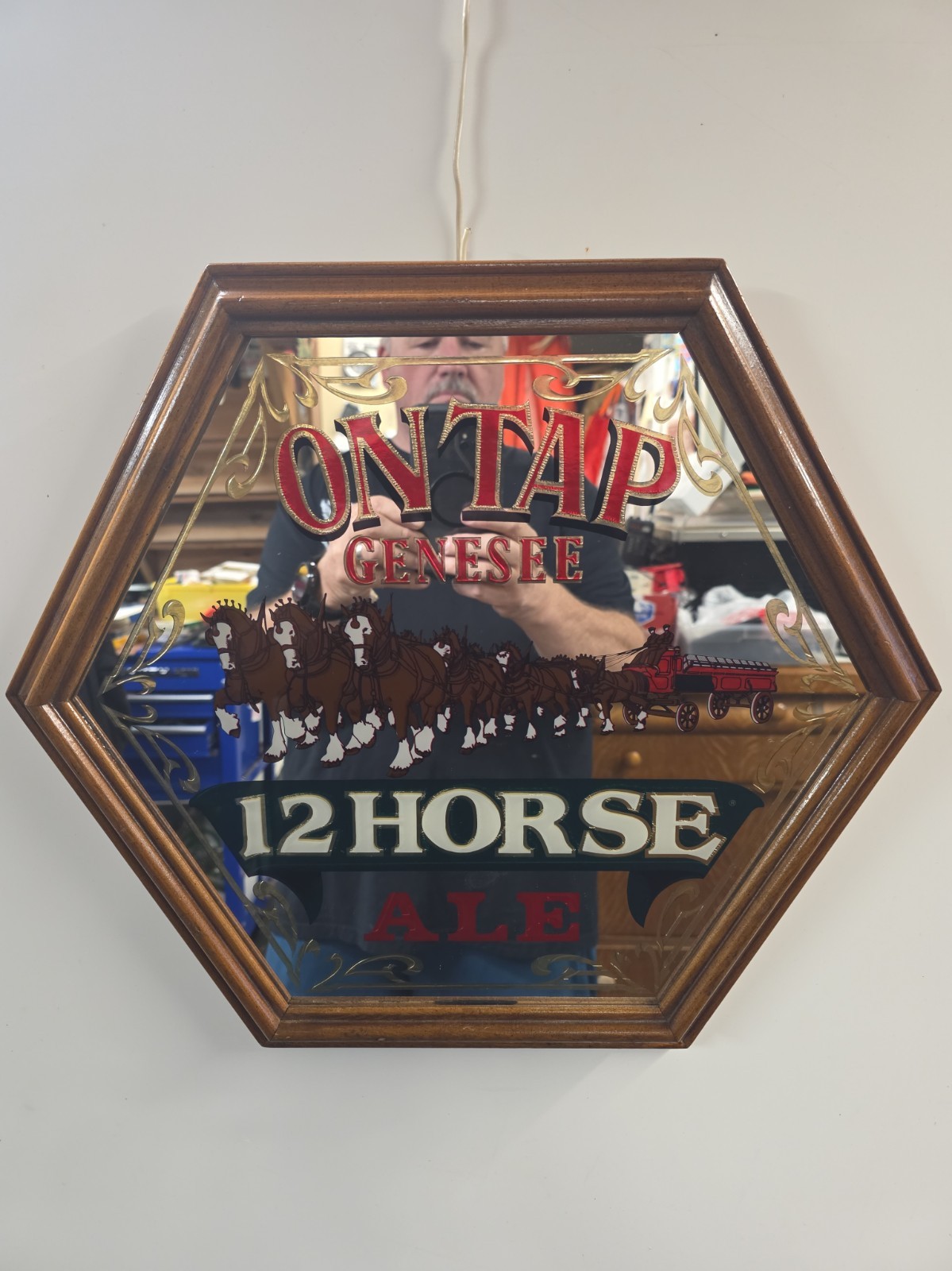 Genesee "On Tap" 12 Horse Ale Hexagon Mirror Beer Sign Breweriana m cave VINTAGE Genesee "On Tap" 12 Horse Ale Hexagon Mirror Beer Sign Breweriana m cave VINTAGE