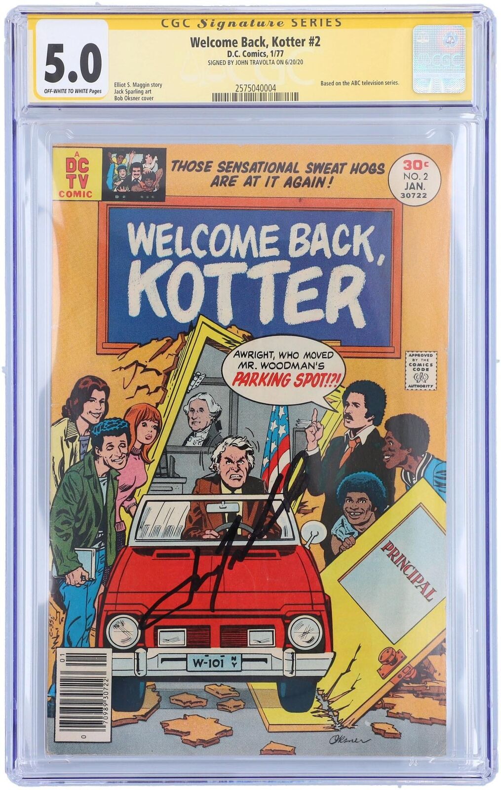 John Travolta Welcome Back Kotter Autographed Blue Comic Book CGC 5.0