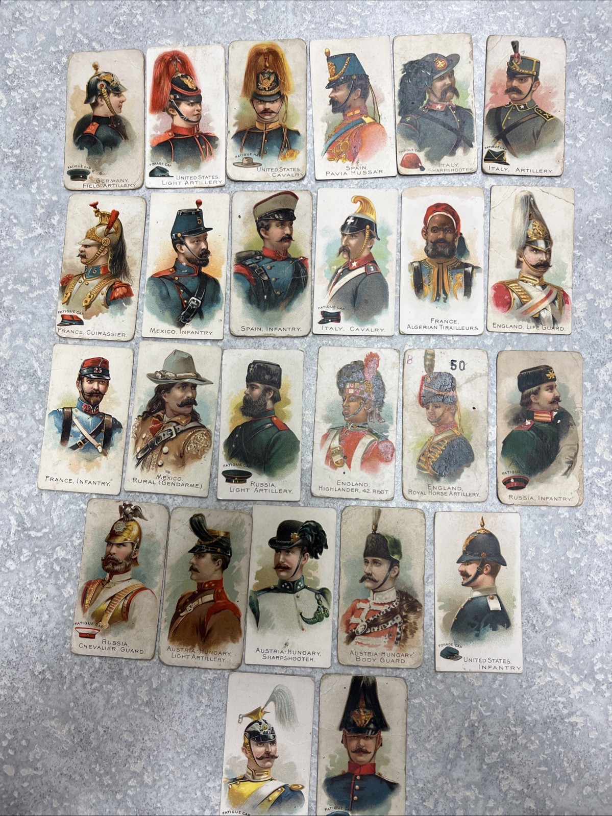 RARE LOT OF 25 - 1901 BREISCH-WILLIAMS CO. ARMY CARDS CB RARE LOT OF 25 - 1901 BREISCH-WILLIAMS CO. ARMY CARDS CB