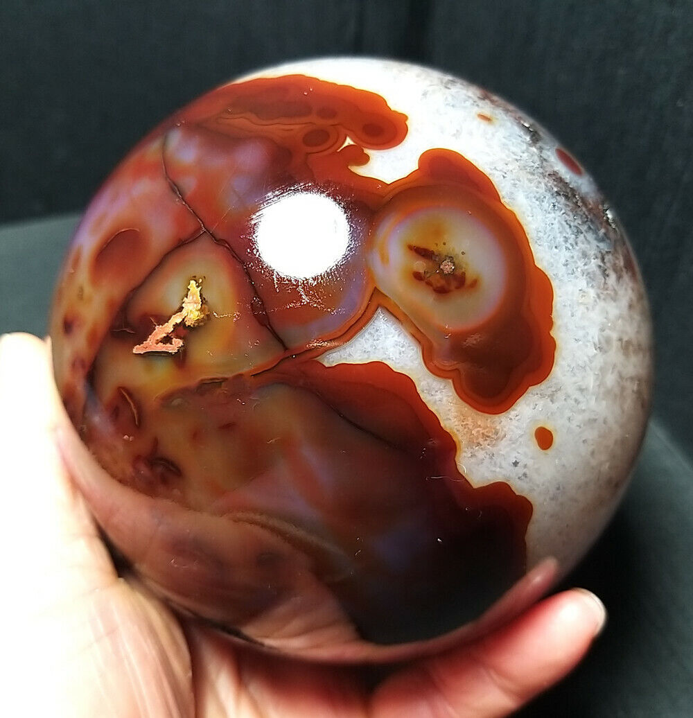 1630g Natural Red Agate Carnelian Colorful Agate Crystal Sphere Healing WD317