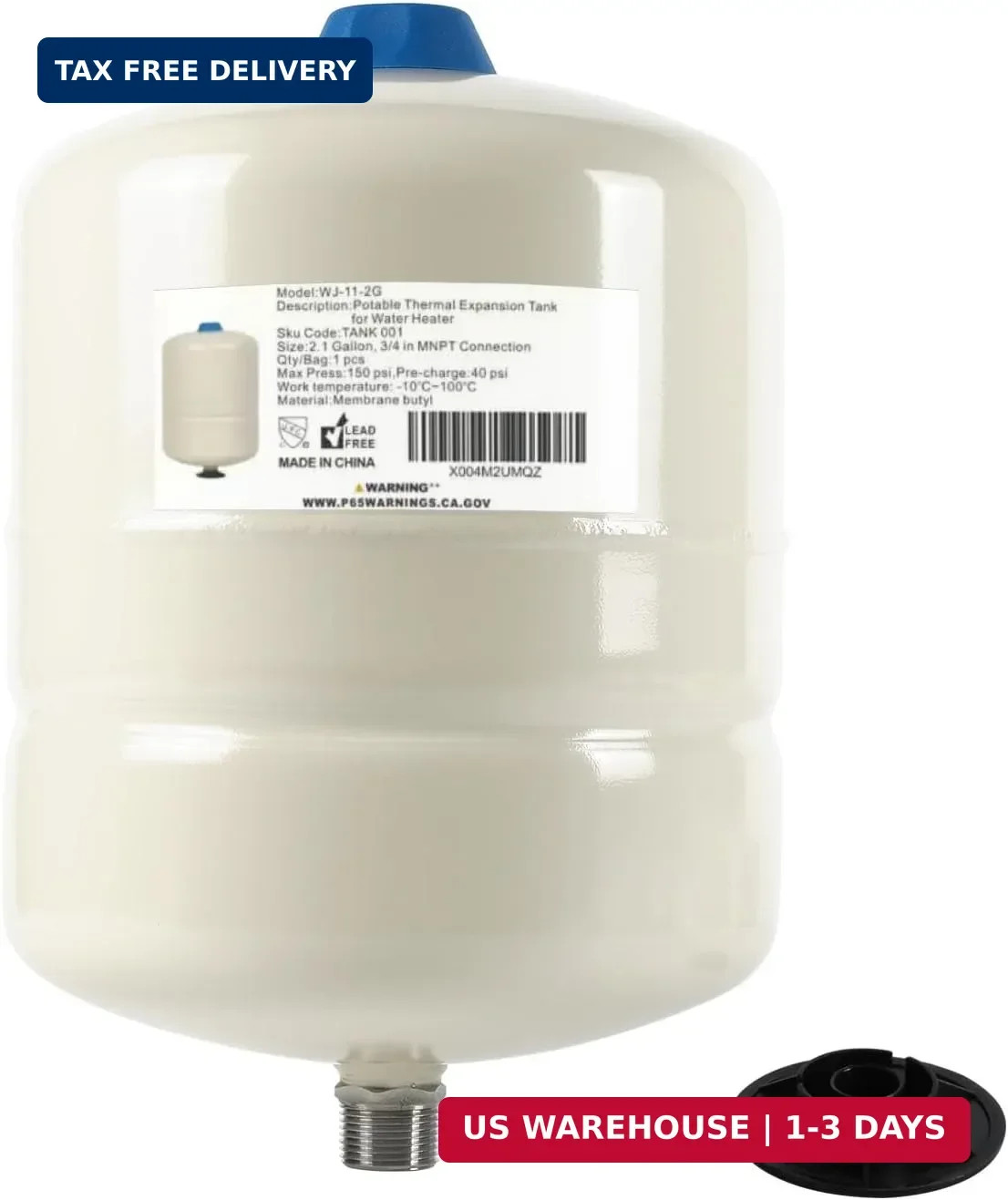 1Pcs EFIELD Water Heater Expansion Tank,2.1 Gallon,3/4 in MNPT(TANK001) 1Pcs EFIELD Water Heater Expansion Tank,2.1 Gallon,3/4 in MNPT(TANK001)