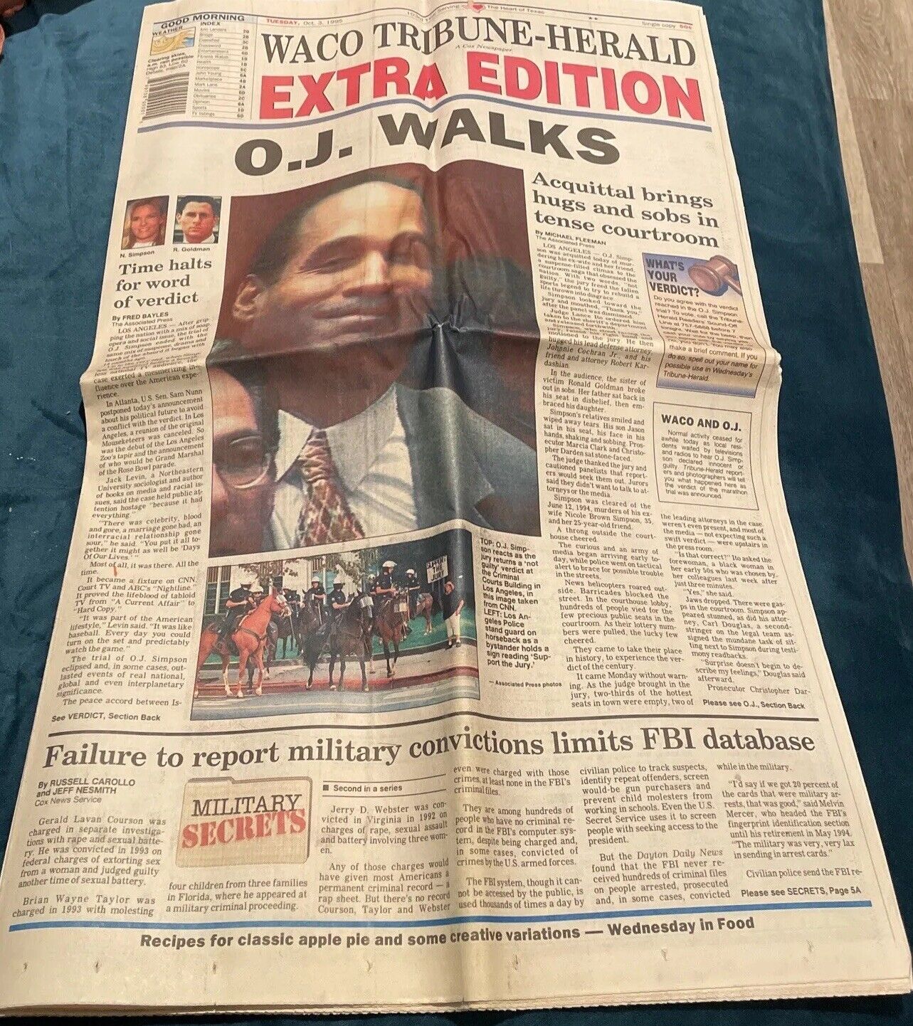 Waco Tribune Herald Oct 3, 1995 Special Edition Complete Newspaper “OJ Walks”