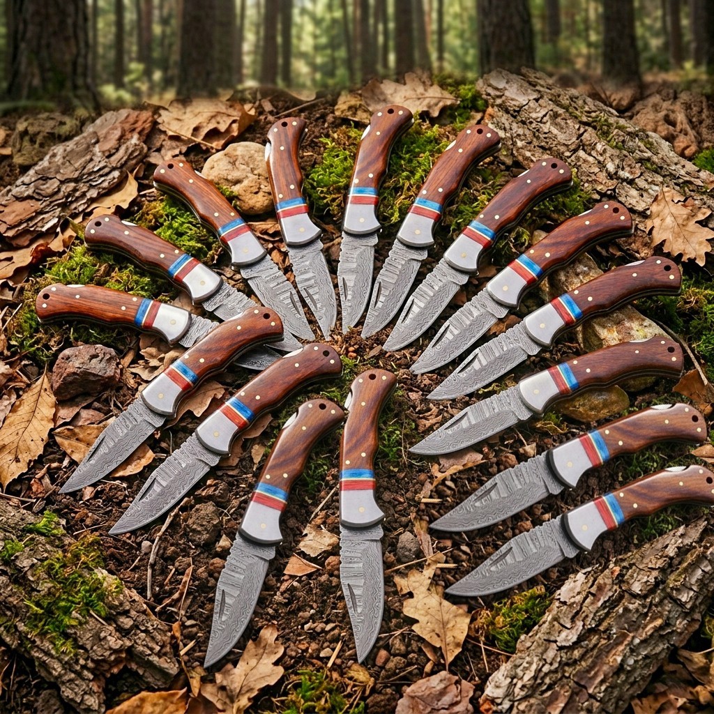 LOT SET OF 30 PCS, Custom EDC Hand Forged Damascus Steel Folding Pocket Knife LOT SET OF 30 PCS, Custom EDC Hand Forged Damascus Steel Folding Pocket Knife