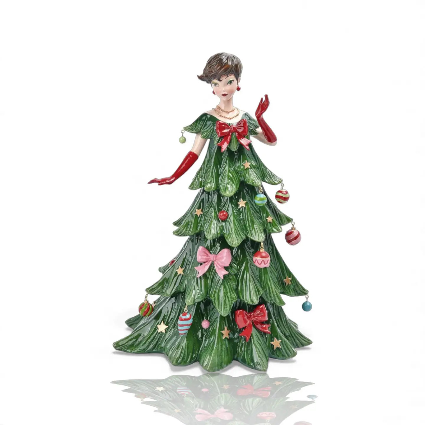 PRE-ORDER 16" Vintage Retro Holly Jolly Tree Lady Christmas Decor *SHIPS 8/2026* PRE-ORDER 16" Vintage Retro Holly Jolly Tree Lady Christmas Decor *SHIPS 8/2026*