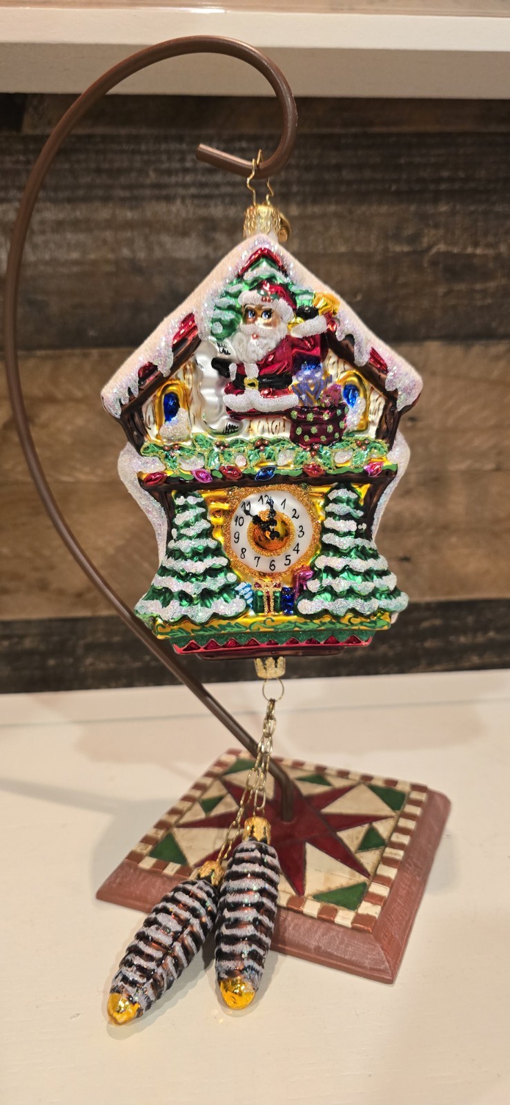 Retired Christopher Radko Christmas Time Cuckoo Clock Ornament 2011 Glass Pine Retired Christopher Radko Christmas Time Cuckoo Clock Ornament 2011 Glass Pine