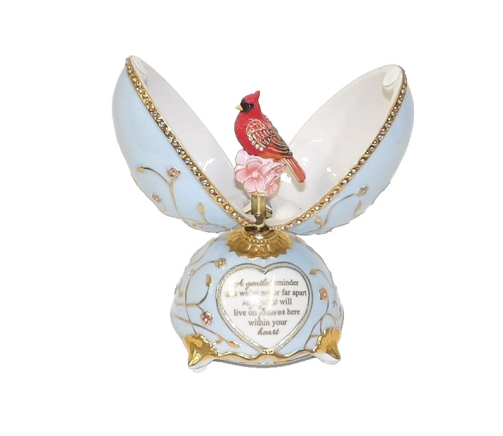 Bradford Heavenly Messenger Musical Egg - Cardinal Bird on Dogwood Blossoms