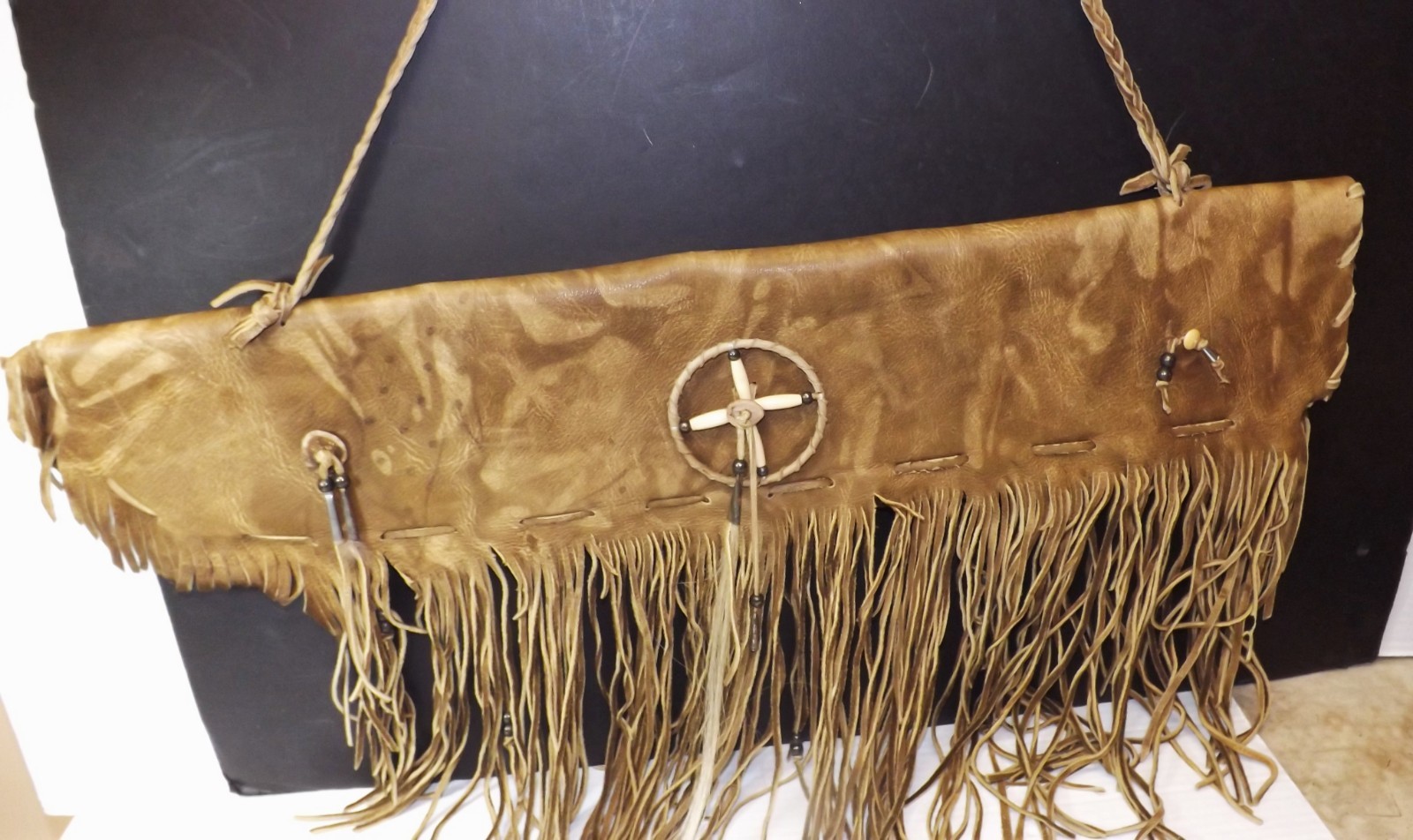 Native American Navajo Buckskin Sheath QUIVER Decorated w Sterling Bench Beads