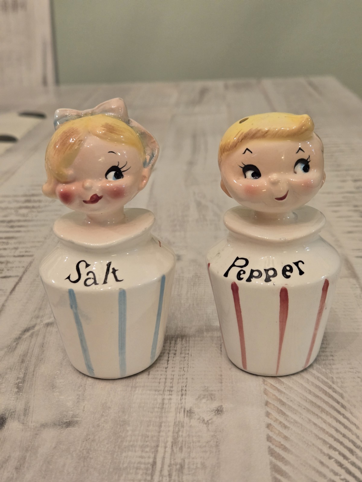 Rare Vintage Lefton Boy And Girl Pixieware Salt And Pepper Shaker Set Japan Rare Vintage Lefton Boy And Girl Pixieware Salt And Pepper Shaker Set Japan