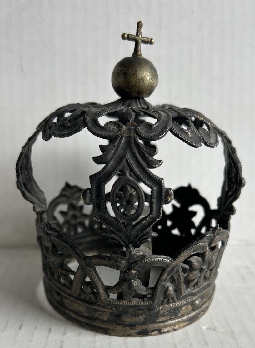 Antique 19th Century Spanish Colonial Silver Handmade Santo Madonna Crown Antique 19th Century Spanish Colonial Silver Handmade Santo Madonna Crown