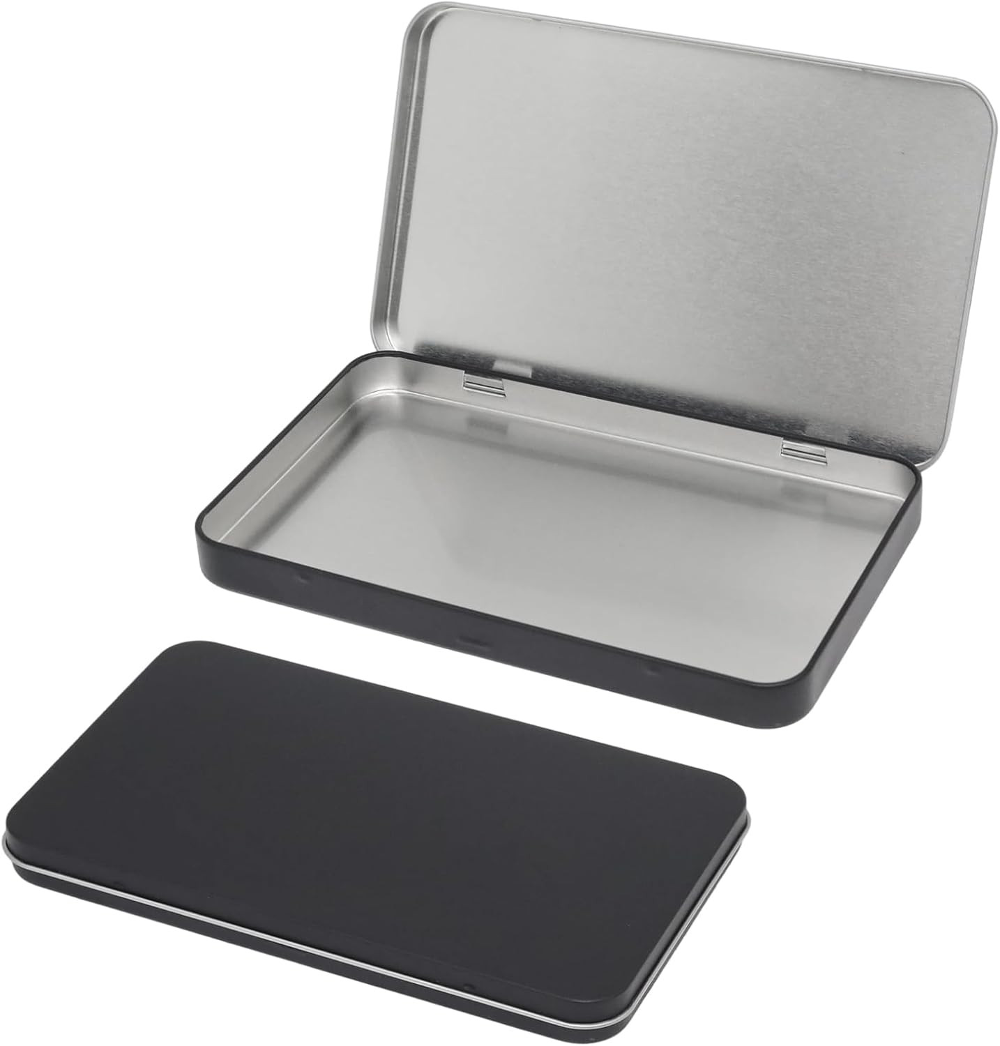 2 PCS Rectangular Metal Tin Box with Lid, 4.3"X7.1"X0.6", Black | Tin Empty Box 2 PCS Rectangular Metal Tin Box with Lid, 4.3"X7.1"X0.6", Black | Tin Empty Box
