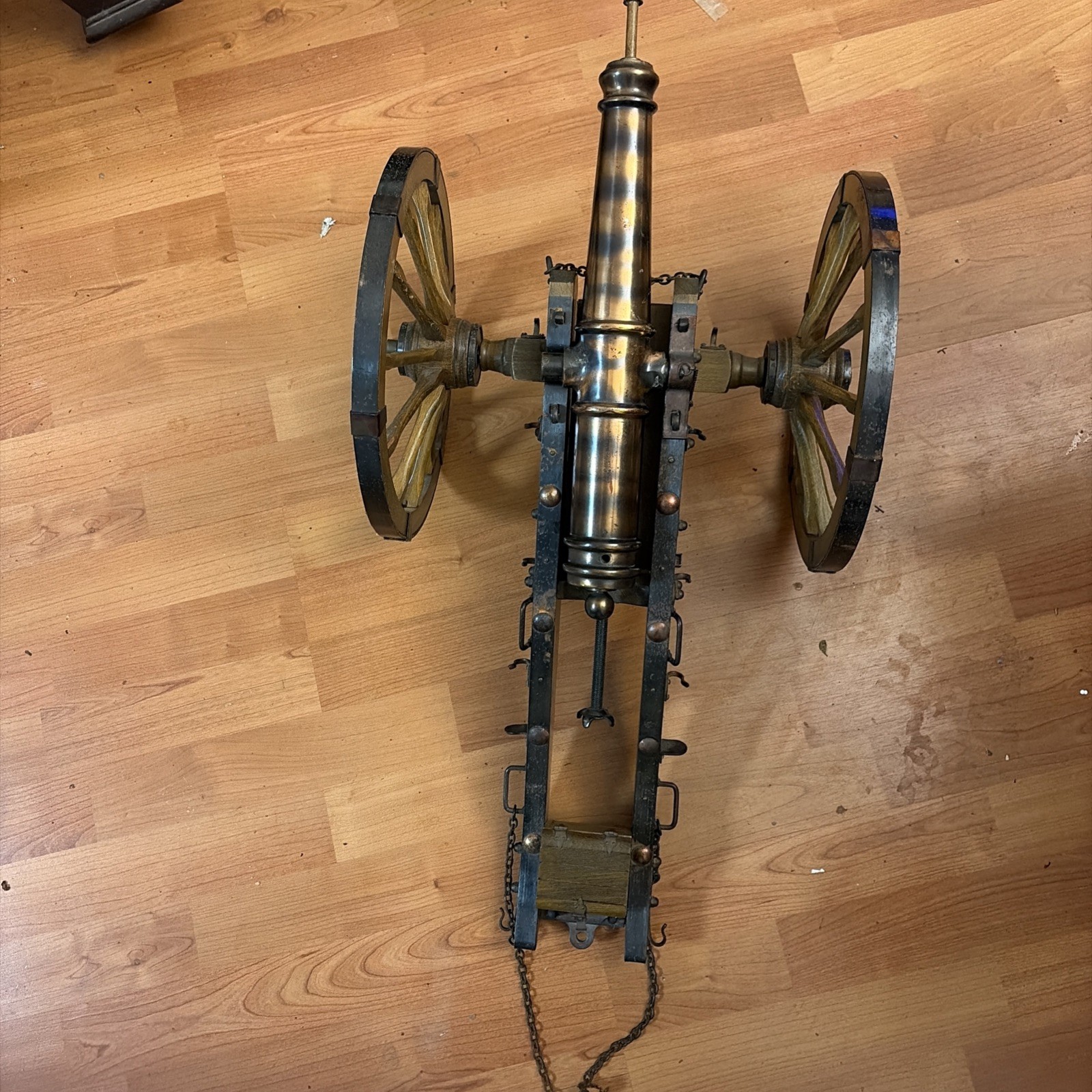 Vintage Jukar Spain .69 Cal Black Powder Replica Cannon Wood Carriage Display