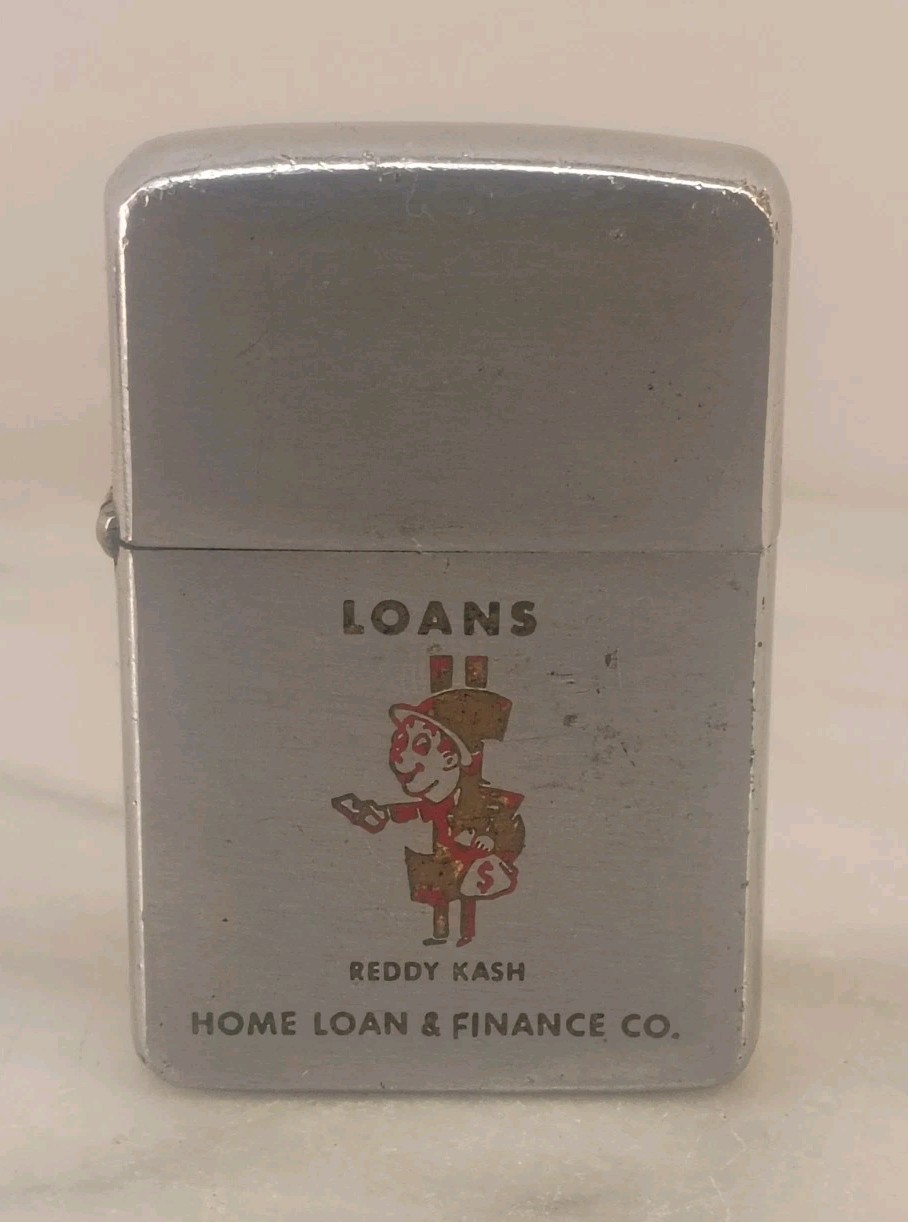 Vintage 1960 Zippo REDDY KASH LOANS  Advertisement Lighter WORKS 
