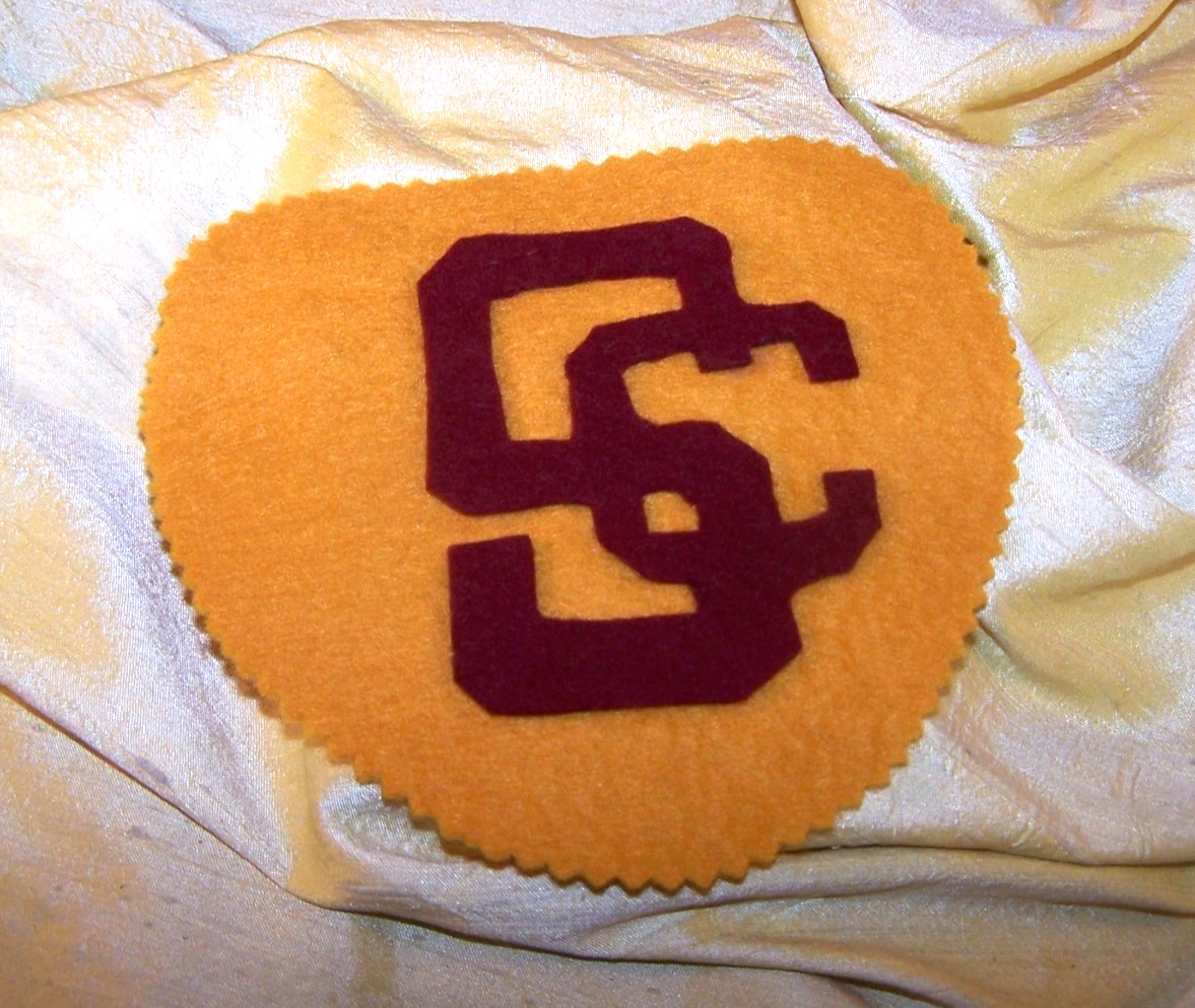 VINTAGE University of Southern California / USC felt patch, 4 3/4" tall OLD