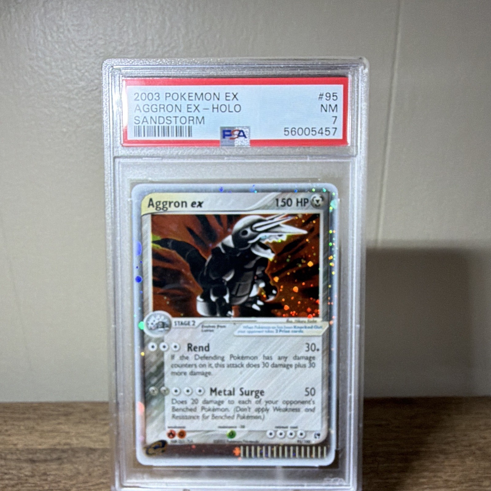 Pokémon 2003 EX Sandstorm Aggron ex Holo PSA 7 #95/100 56005457 Pokémon 2003 EX Sandstorm Aggron ex Holo PSA 7 #95/100 56005457