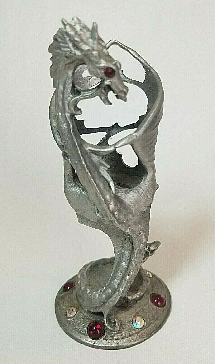 James Lane Casey 1990 Perth Pewter Dragon Glass Holder Great Design Rhinestones James Lane Casey 1990 Perth Pewter Dragon Glass Holder Great Design Rhinestones
