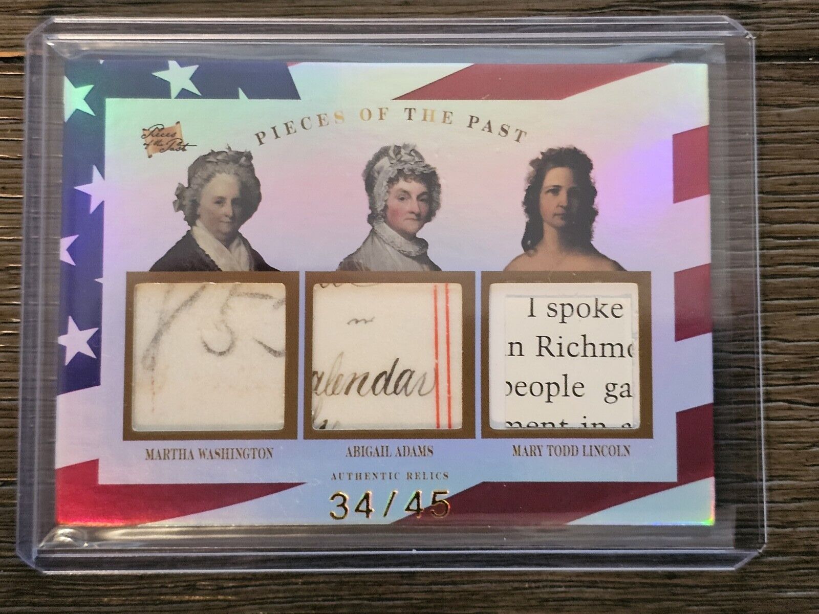 2023 Pieces Of The Past Triple Relic Martha Washington Lincoln Adams /45