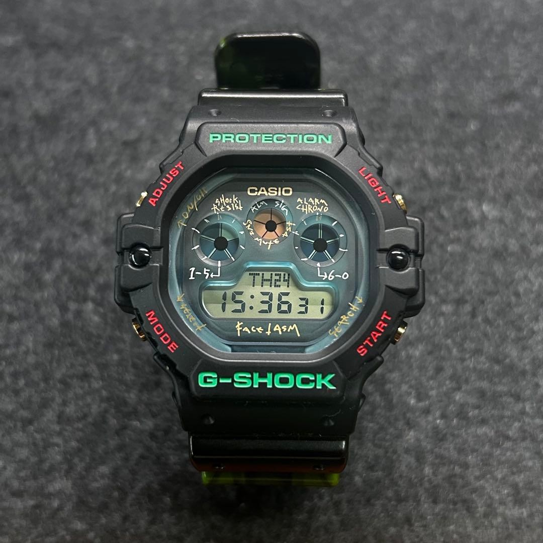 Casio G-Shock DW-5900FA FACETASM Custom Green Marble Band Gold Stainless Loop