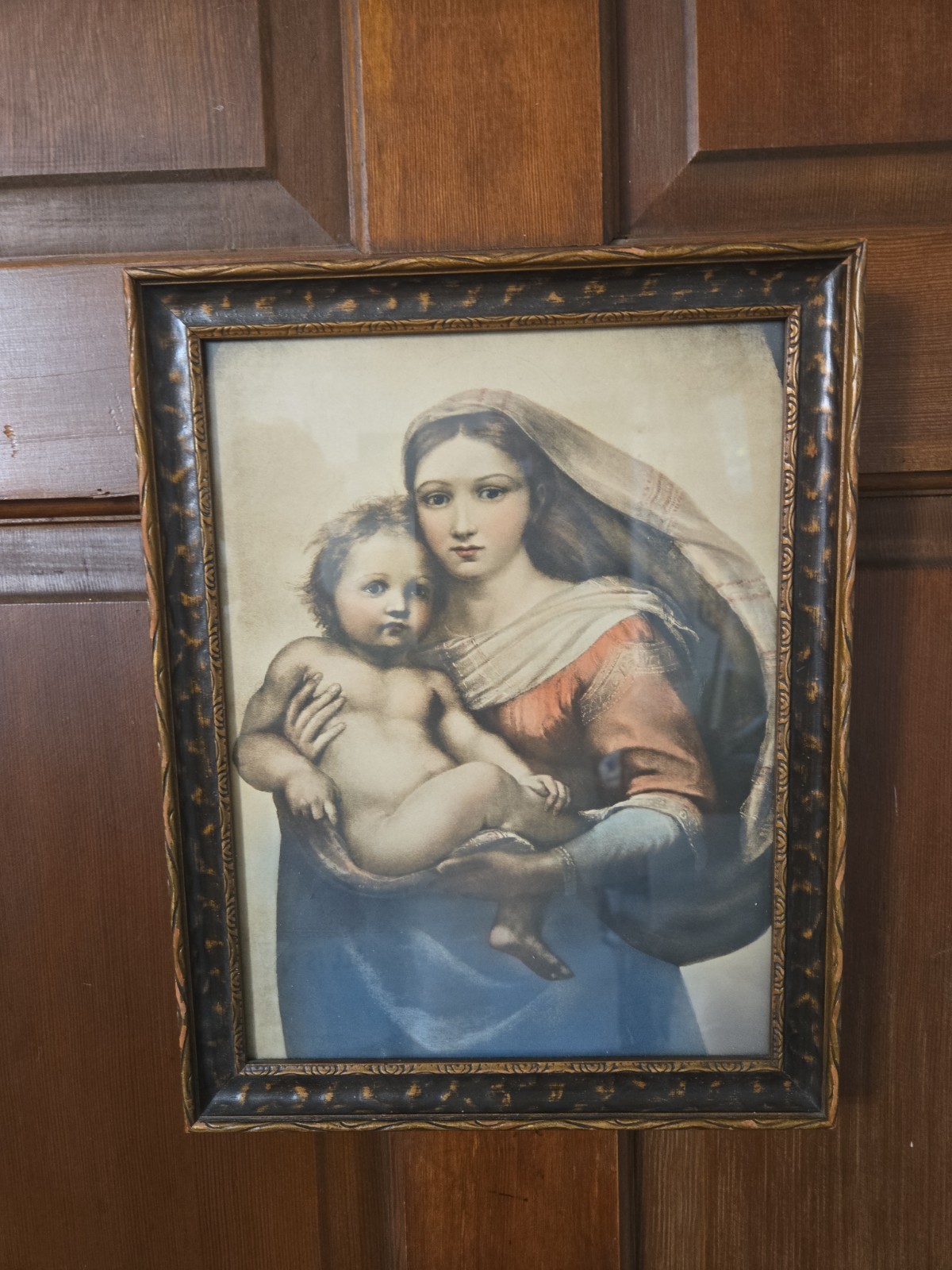 Vintage Framed Raphael Sistine Madonna Detail Print Madonna and Child 10.5x13" Vintage Framed Raphael Sistine Madonna Detail Print Madonna and Child 10.5x13"