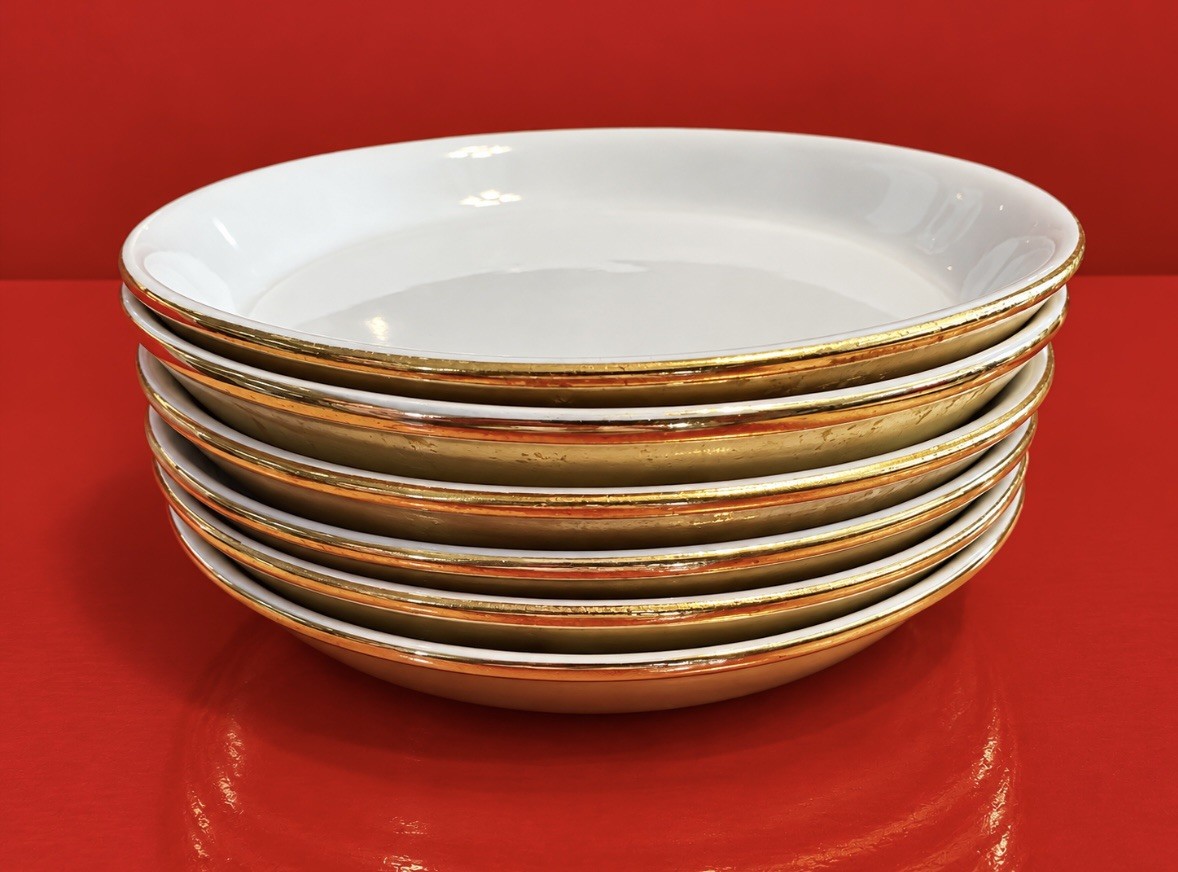 6 Vintage Hall China Georgetown Inn Golden Glo Dinner Plates 2188 Made in USA