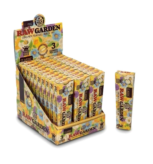 RAW Garden Cones King Size - 30 Packs Full Box 90 Cones Per box RAW Garden Cones King Size - 30 Packs Full Box 90 Cones Per box