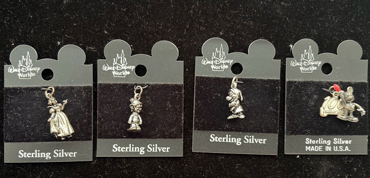 Lot of 4 Vintage 925 Sterling Walt Disney World Character Charms SW,Dwarfs,Micky Lot of 4 Vintage 925 Sterling Walt Disney World Character Charms SW,Dwarfs,Micky