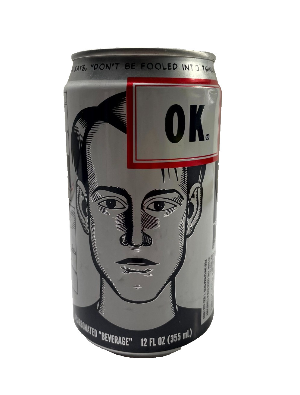 Vintage 1994 OK Soda Empty Can 12oz Coca Cola Daniel Clowes Art GenX Empty Vintage 1994 OK Soda Empty Can 12oz Coca Cola Daniel Clowes Art GenX Empty