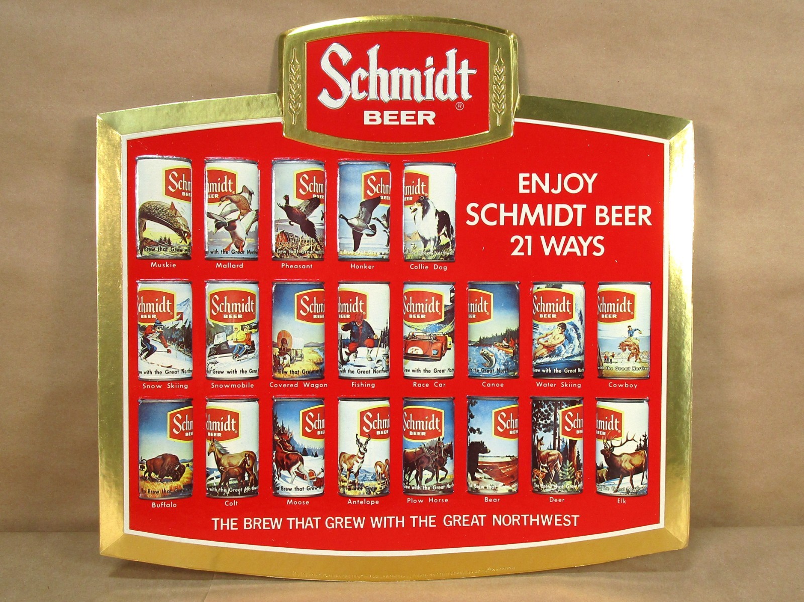 Vintage 1970's Schmidt Beer Cardboard Foil Back Sign 17" Enjoy Schmidt 21 Ways Vintage 1970's Schmidt Beer Cardboard Foil Back Sign 17" Enjoy Schmidt 21 Ways