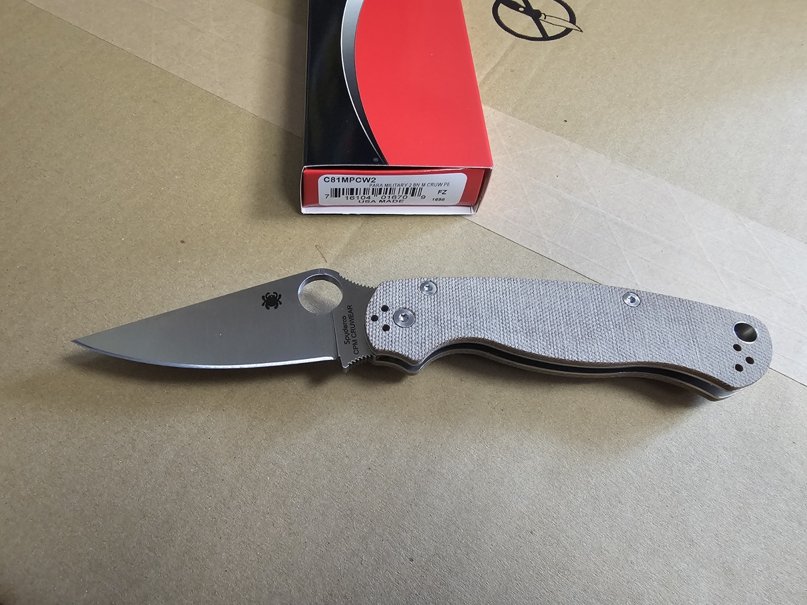 Spyderco Paramilitary 2 3.47" Plain Blade Folding Knife - Brown Canvas...
