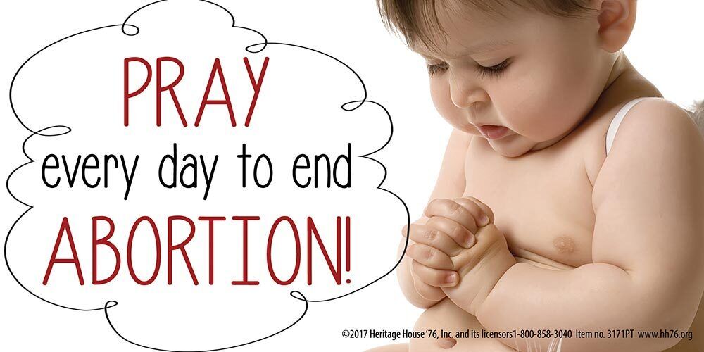 Pray To End Abortion Pro-Life Bumper Sticker