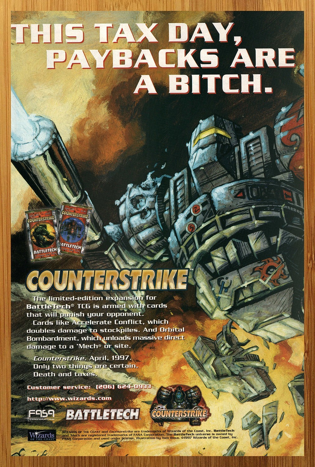 1997 BattleTech Card Game Counterstrike Print Ad/Poster Official CCG TCG Art 90s 1997 BattleTech Card Game Counterstrike Print Ad/Poster Official CCG TCG Art 90s