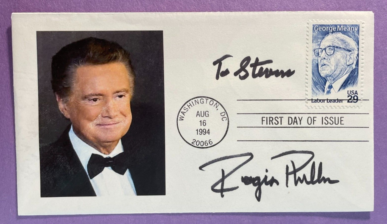SIGNED REGIS PHILBIN FDC AUTOGRAPHED FIRST DAY COVER - HOW I GOT THIS WAY