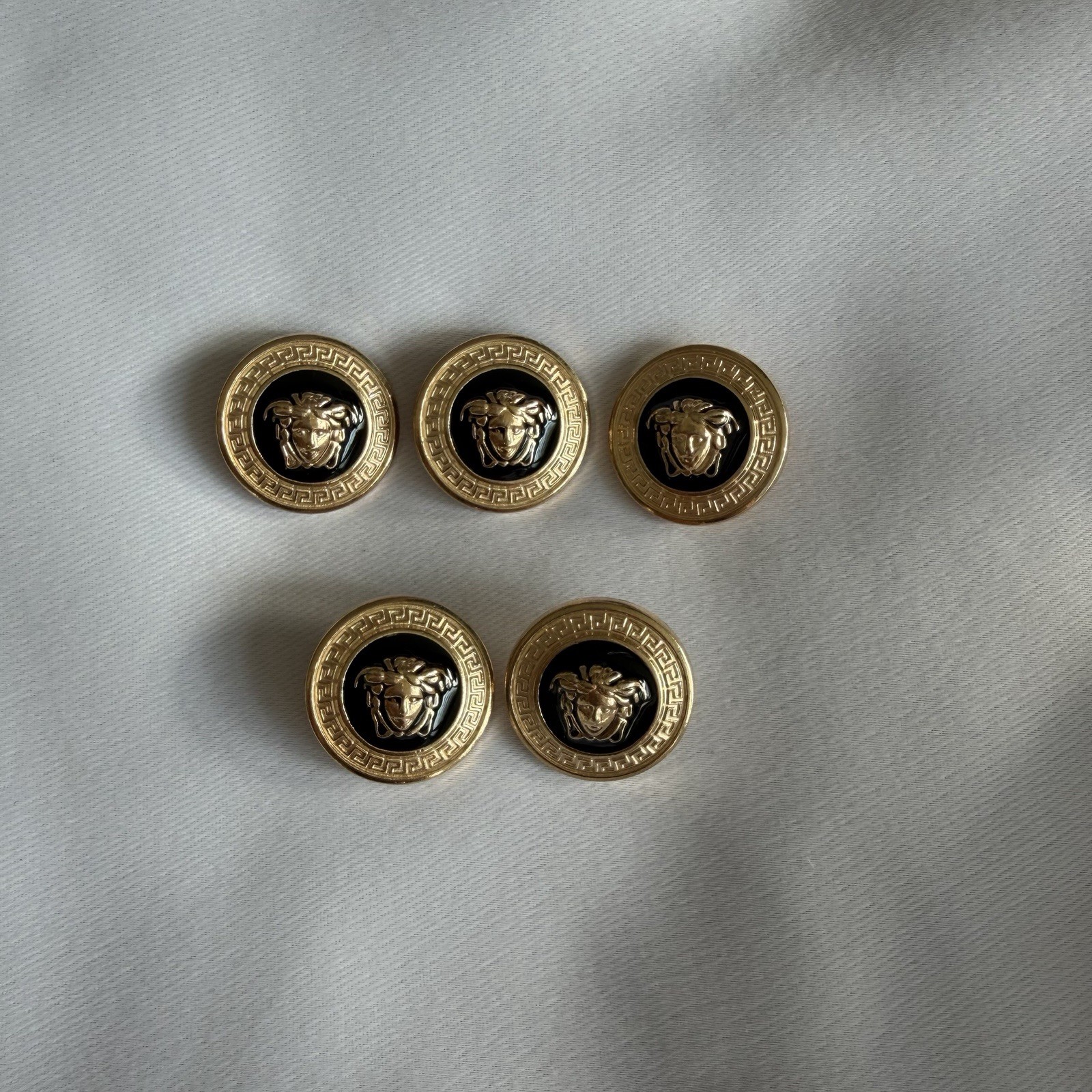 Vintage Versace Medusa Head Buttons 15mm Set Of 5 Gold Black Enamel Blazer Coat Vintage Versace Medusa Head Buttons 15mm Set Of 5 Gold Black Enamel Blazer Coat