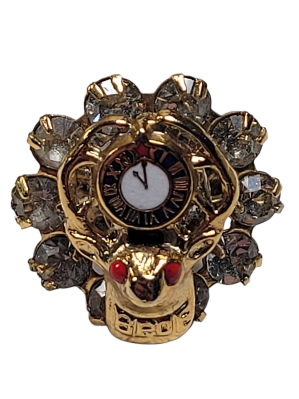 Vintage BPOE Elks Lodge Rhinestone Pin Fraternal Order Deer Head Clock Emblem Vintage BPOE Elks Lodge Rhinestone Pin Fraternal Order Deer Head Clock Emblem