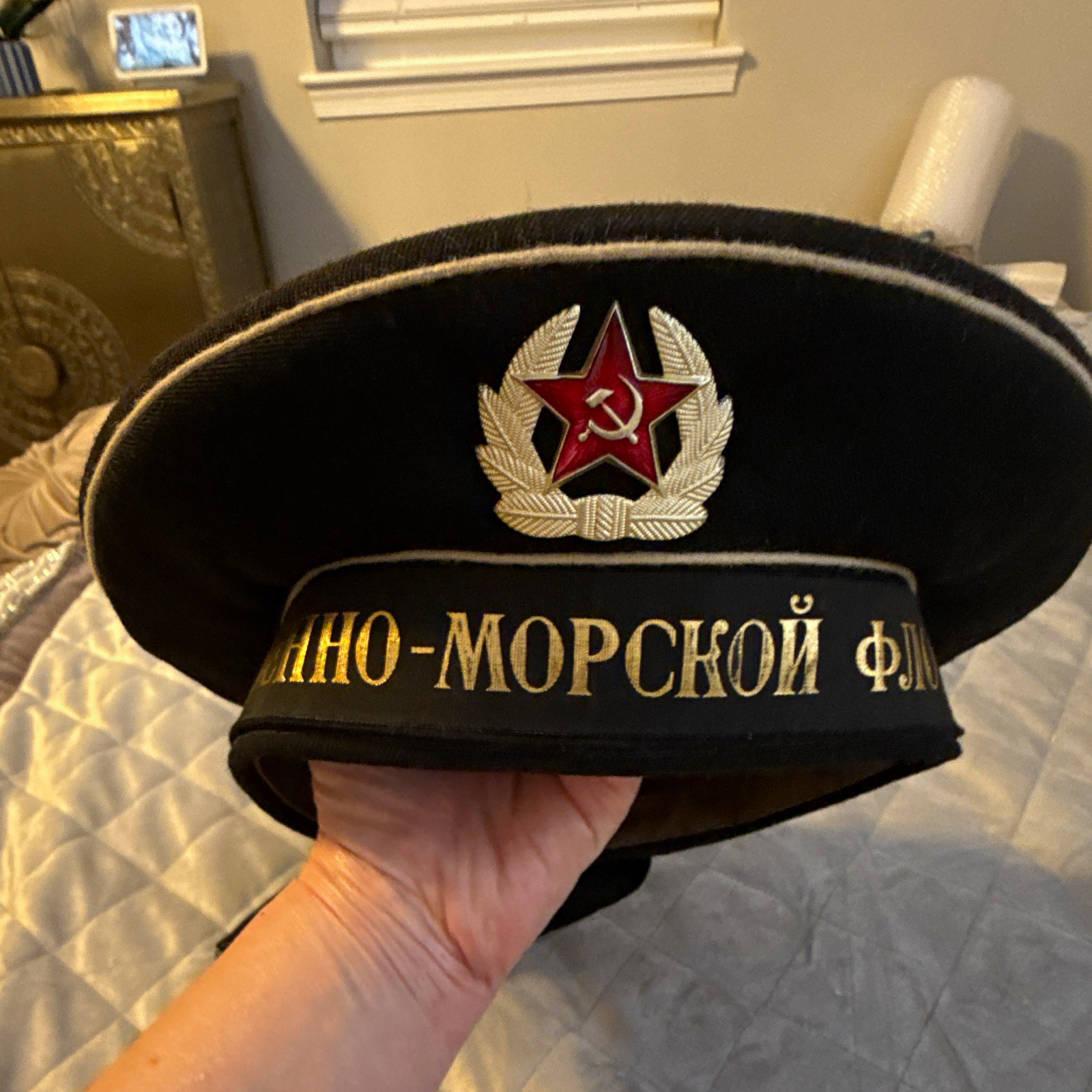 Vintage Soviet USSR Navy Sailor Beskozyrka Peakless Cap with Red Star Size 56