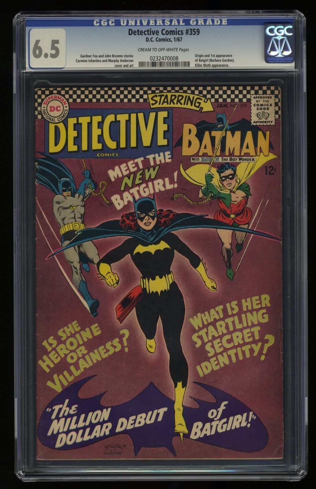 Detective Comics #359 CGC FN+ 6.5 1st Appearance Batgirl (Barbara Gordon)